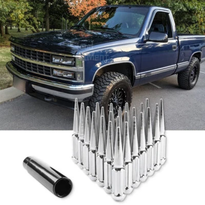 Rueda de tuercas de clavo cromadas M14x1,5 24 piezas con llave para Chevrolet K1500 1992-1999 Foto 1 de 4