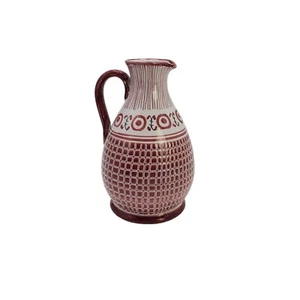 VTG Hank Norway Hand Painted Red White 5" Art Pottery Pitcher Norwegian - Picture 1 of 9