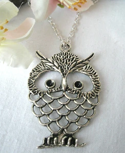 EULE GLIEDERKETTE SILBER ANHÄNGER UHU HALSKETTE KETTE 46 cm SCHMUCK DAMEN NEU - Picture 1 of 5