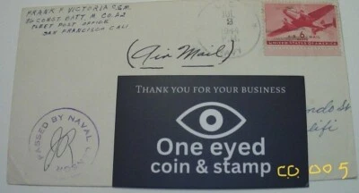 1944 A "Sailors Letter" cover with a red 6 cent Air Mail stamp and Censor stamp. - Image 1 of 2