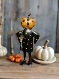 Primitive Halloween Recycled Metal Hocus Pocus Pumpkin Witch 12.75" - Picture 1 of 2