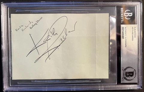 1960'S THE ROLLING STONES KEITH RICHARDS SIGNED AUTOGRAPHED ALBUM PAGE BECKETT Cover