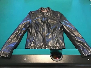 Ladies Leather G 111 Rivet Black Coat size S Leopard - Picture 1 of 4