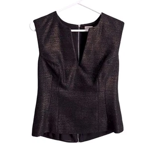 L’Agence Sleeveless Top Black Copper Woven Shell Fitted Classy Modern NO SIZE - Picture 1 of 7