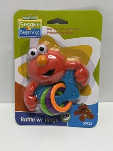 Toy Rattle w Rings Elmo Baby 0 to 18 months Sesame Street S9122 Teether Teething - Picture 1 of 6