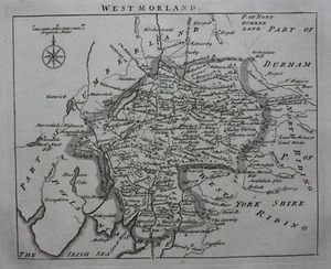 WESTMORLAND, original antique county map, JOHN ROCQUE, 1769 - Picture 1 of 2