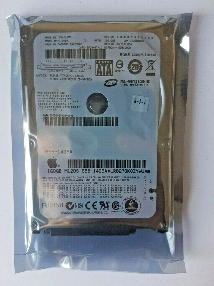 160 GB SATA Fujitsu MHY2160BH 5400rpm 8MB HDD 2,5 " Internal Hard Drive New - Image 1 of 1