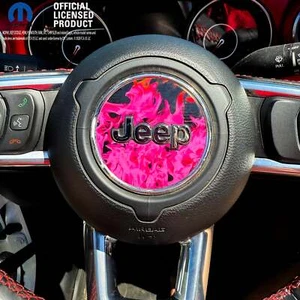 Jeep Wrangler JL Gladiator Steering Wheel Circle Pink Flames Vinyl Decal Sticker - Foto 1 di 5