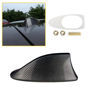 Shark Fin Roof Car Antenna Carbon Fiber Radio FM/AM Antena Radio Universal Screw - Picture 1 of 11