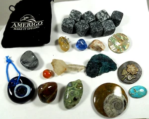 lote mixto piedras pulidas crudas rocas piedras preciosas cristales vidrio cerámica especímenes - Imagen 1 de 13