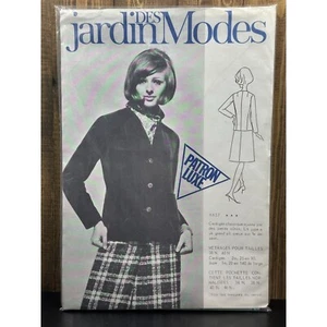 Vintage Jardin Des Modes Classic Cardigan Small Ribs Pattern 8637 French Design - Picture 1 of 2