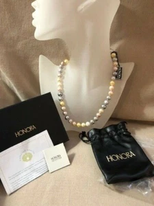Honora 20" Strang 10mm geringelte Perlen in Mult Pastelltönen Sterling Verschluss Neu im Karton selten - Bild 1 von 6