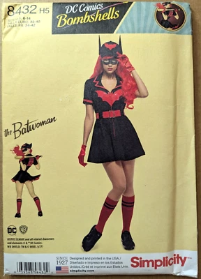 Simplicity 8432 H5 Sz 6-14 DC Comics Bombshells The Batwoman Dress Costume Uncut - Image 1 of 3
