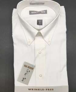 Van Heusen Vintage White Button Down Men's Long Sleeve Shirt USA Size 16 34/35 - Picture 1 of 5