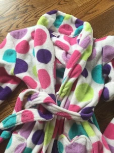 Belted Robe - Polka dots Super Soft Size Girls Medium - Picture 1 of 3