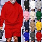 2PC Mens Long Sleeve Hoodie+Shorts Tracksuit Set Casual Baggy Plain Outfit Suit