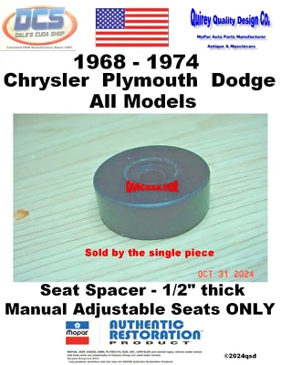 1968 1974 Chrysler Plymouth Dodge Seat Spacer All Models 2945544 New MoPar USA - Image 1 of 3
