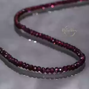 Bella Collana Donna Fatta a Mano 18" Granato Rosso Sfaccettata Pietra Rotonda Sfaccettata a Mano - Foto 1 di 9
