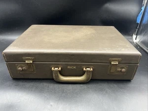 Vintage Hard Shell Faux Leather Briefcase Document Attache Case Brown No Key - Picture 1 of 16