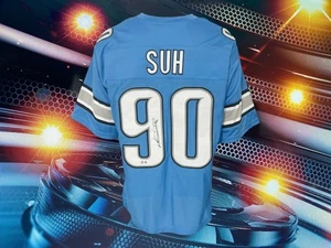 NDAMUKONG SUH AUTOGRAPHED CUSTOM DETROIT LIONS BLUE JERSEY BECKETT AUTHENTICATED - Picture 1 of 2