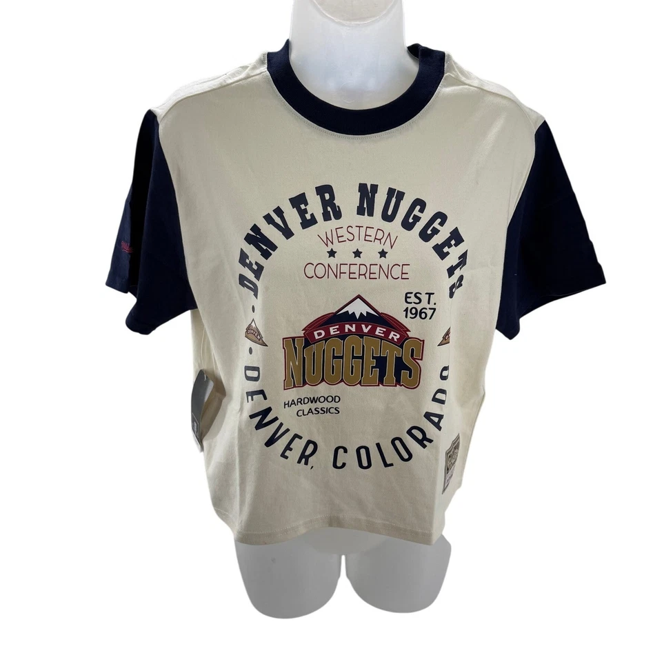 Mitchell & Ness Denver Nuggets NBA 短女式 T 恤小号新品 — 第 1/4 张图片