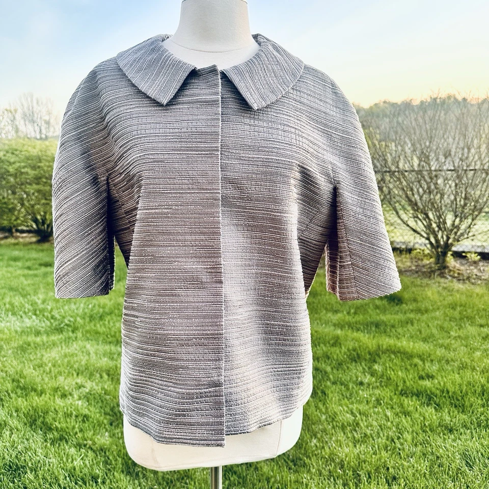 Chaqueta Ann Taylor Jaspeado Taupe Manga Corta Talla Grande Foto 1 de 4