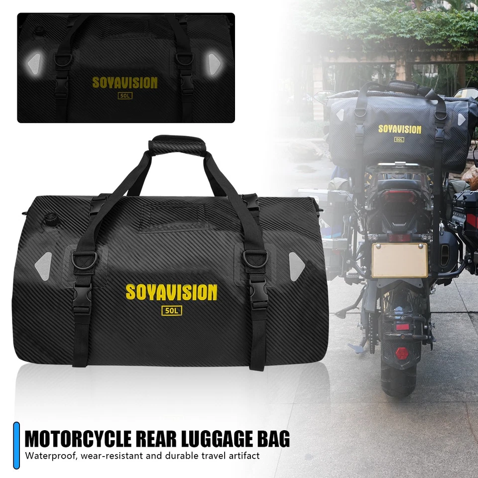50L мотоцикла хвост сумка сиденье упаковка путешествий задний багажник сумка для переноски водонепроницаемый - Изображение 1 из 4