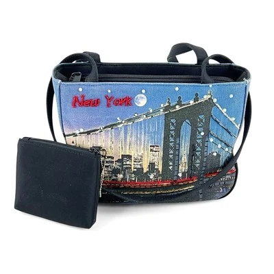 Vintage 90s New York Bridge Scene Beaded Handbag - Image 1 of 4