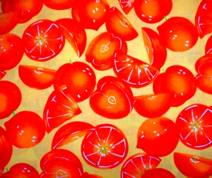 Quilt Fabric By The Yard Orange Peaches on Yellow Fruit Cotton Vtg - Picture 1 of 2