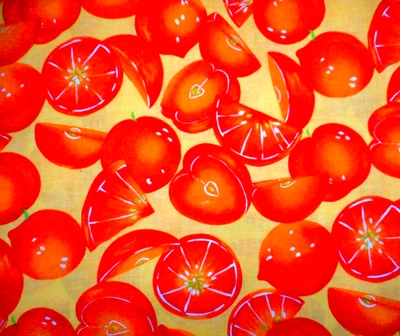 Quilt Fabric By The Yard Orange Peaches on Yellow Fruit Cotton Vtg - Image 1 of 2