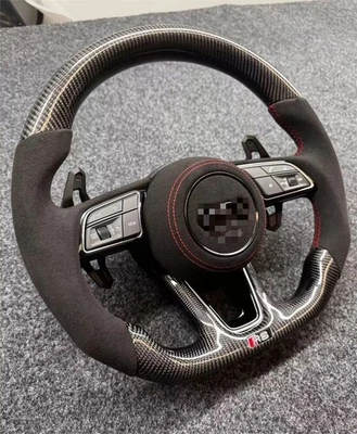 Audi carbon fiber flat bottomed sports steering wheel (model A3A4A5A6A7Q3Q5Q7) - Image 1 of 4