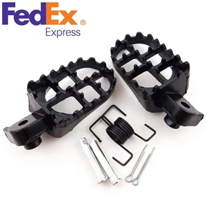 Pair Black Aluminum Motorcycle Foot Pegs Footrest Padel For Honda CR CRF Yamaha - Picture 1 of 8