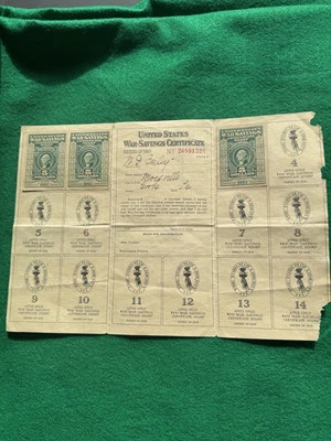 United States of America Series 1918 War Savings Certificate (3) $5 Stamps1st Sr - Image 1 of 4