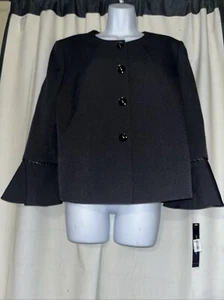 Giacca blazer tuta nero gessato Tahari Arthur Levine taglia donna 16P Petite - Foto 1 di 2