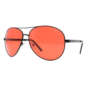 Cop Pilot Sunglasses Red Lens UV400 Unisex Spring Hinge - Picture 1 of 15