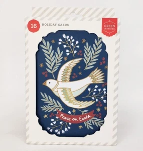 16 tarjetas de felicitación navideñas PAZ EN LA TIERRA paloma de Navidad blanco/azul - Imagen 1 de 2