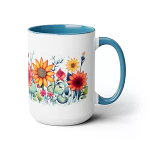 Tazze da caffè fiori colorati grandi idee regalo insegnante mamma papà famiglia amore 15 once #8 - Foto 1 di 21
