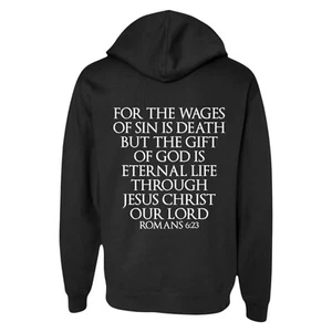 Römer 6:23 schwarz religiöse Kleidung Jesus Hoodie christliche Kleidung Unisex - Bild 1 von 3