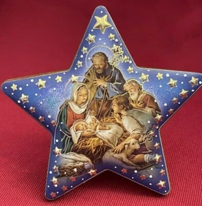 Beautiful Holy Family Star Gold Trim Enamel Resin/Wood Plaque FARS Italy #8384 - Picture 1 of 8