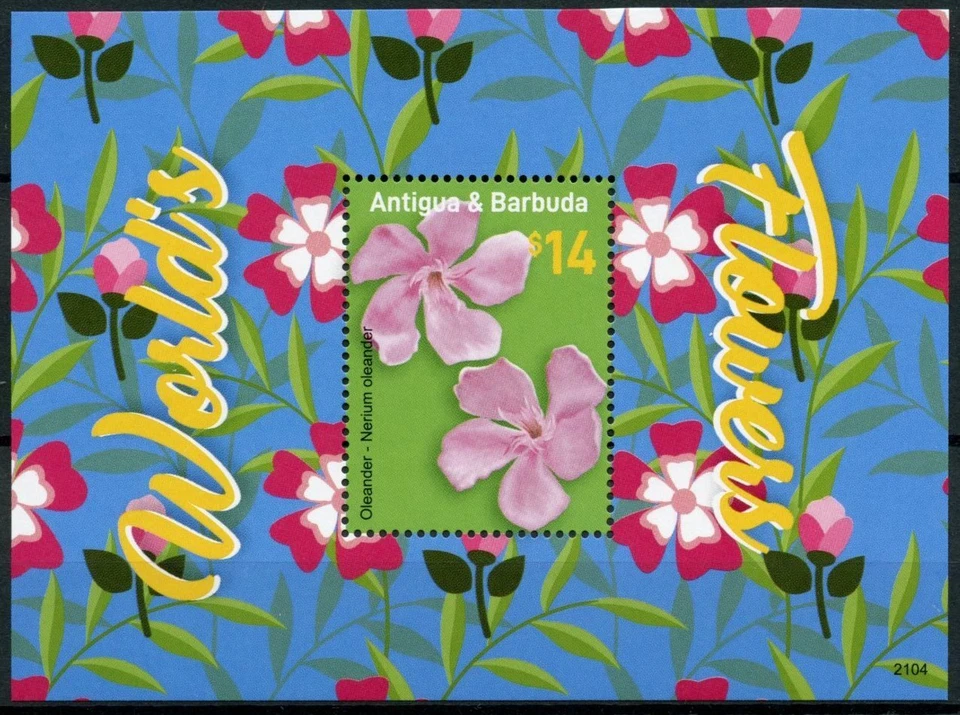 Antigua & Barbuda Flowers Stamps 2021 MNH World's Flowers Oleander Nature 1v S/S - Image 1 of 1