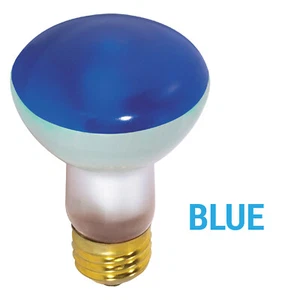 50R20/B BLUE 50W 120V R20 Medium E26 Base Bulb Dimmable Reflector - Picture 1 of 4
