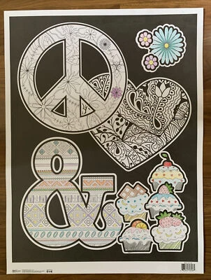 Impresión de cupcakes Art Zone Heart Peace. "Póster Color Me, arte de pared 24"" X 18""" Foto 1 de 3