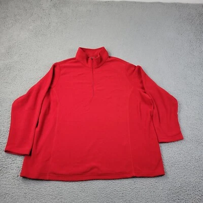Lands' End Fleece Jacket Mens 3X 3XL 1/4 Zip Pullover 24W-26W Red Long Sleeve - Image 1 of 4