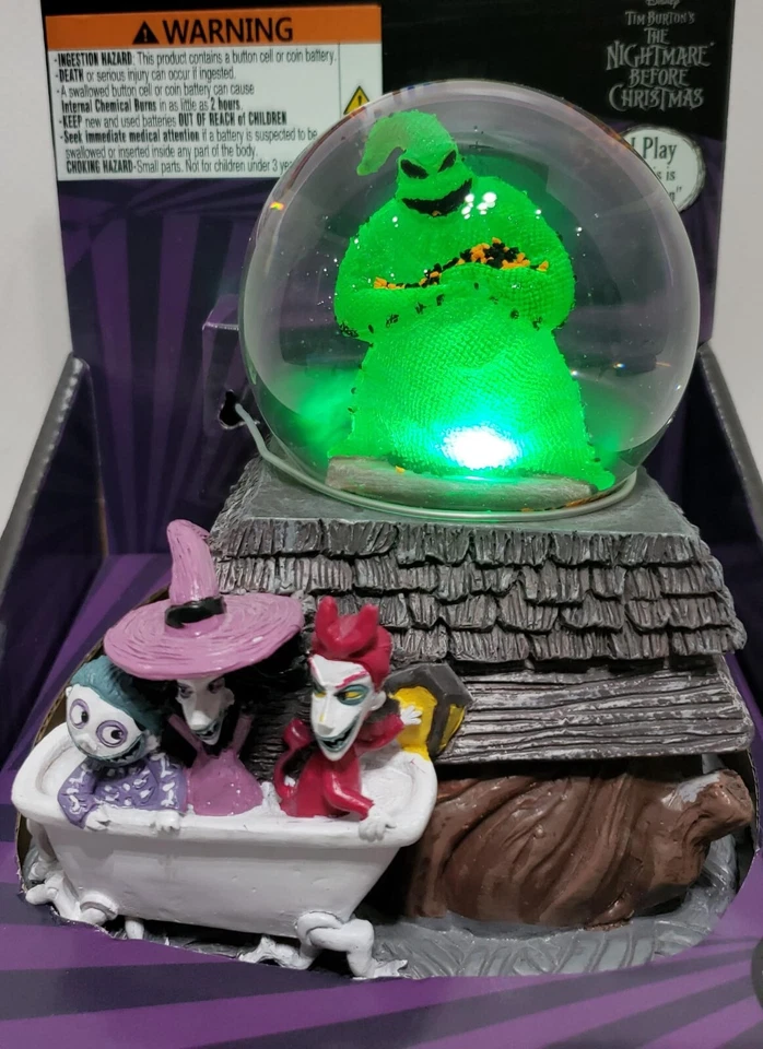 Disney Nightmare Before Christmas Oogie Boogie Musical Light Up Water Snow Globe