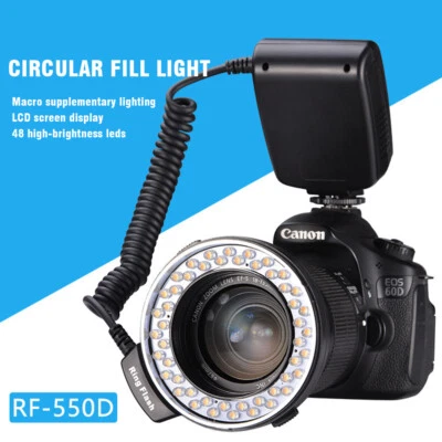New Macro LED Ring Flash Light RF 550D For Nikon Canon Olympus Fuji DSLR CamerKU - Image 1 of 4