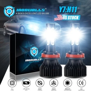 IRONWALLS H11 LED Headlight Kit Low Beam Bulbs Super Bright 360000LM 6000K White - Picture 1 of 12