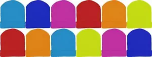 Kids Winter Beanies 12 Pack Warm Cold Weather Hats Boys Girls Children Assort... - Picture 1 of 9