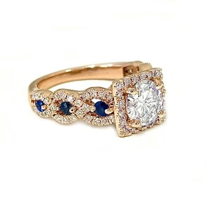 14K ROSE GOLD ROUND CUT DIAMOND ENGAGEMENT RING ART DECO ANTIQUE STYLE 2.00CTW - Picture 1 of 12