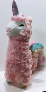 Kellytoy Soft Stuffed Plush Animal 11 Inch Tall Rainbow Wings llama Unicorn Pink - Picture 1 of 9