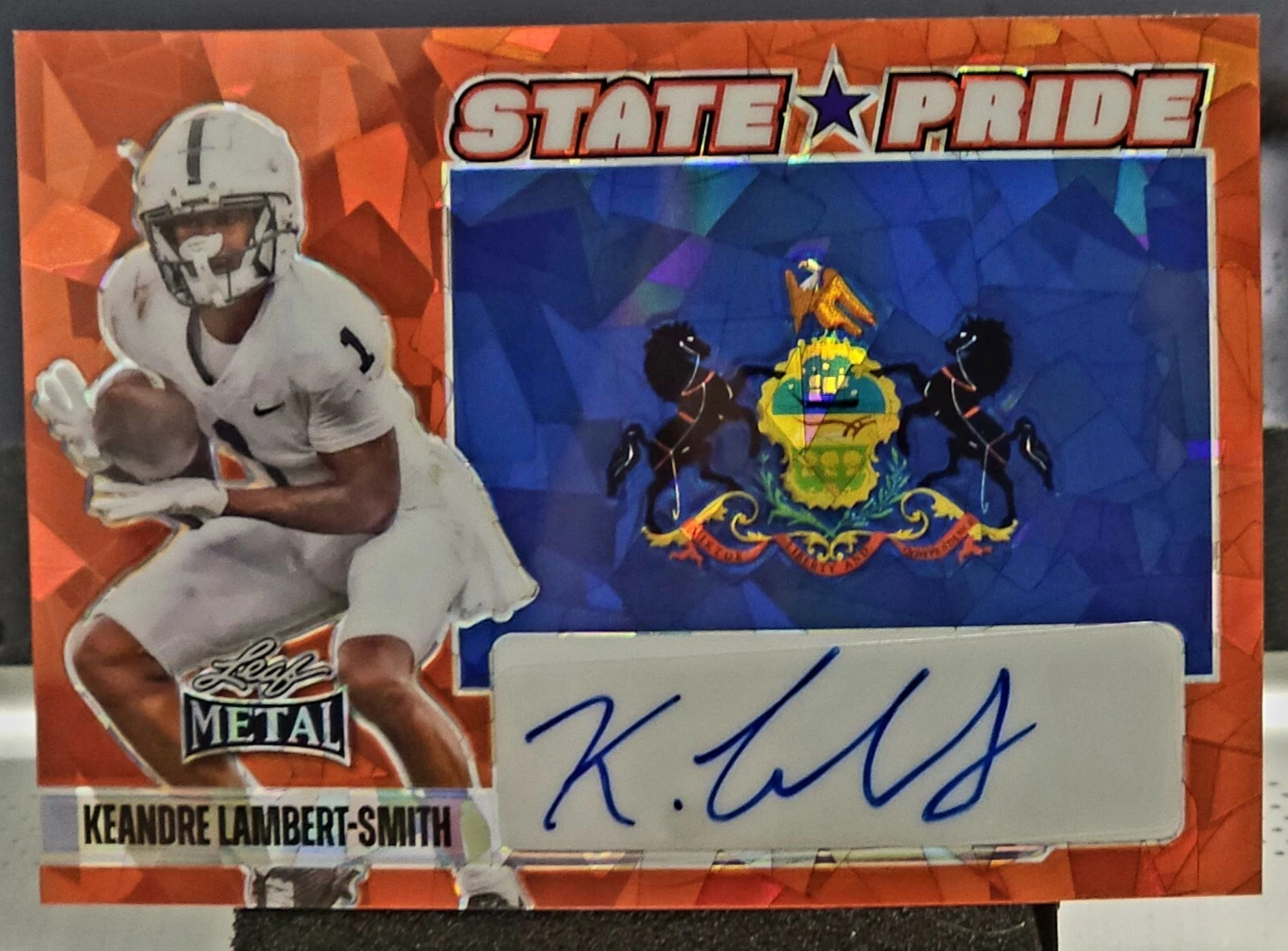 KEANDRE LAMBERT-SMITH💥1 OF 2💥 2024 Leaf Metal Football RED CRYSTAL AUTO RC PSU